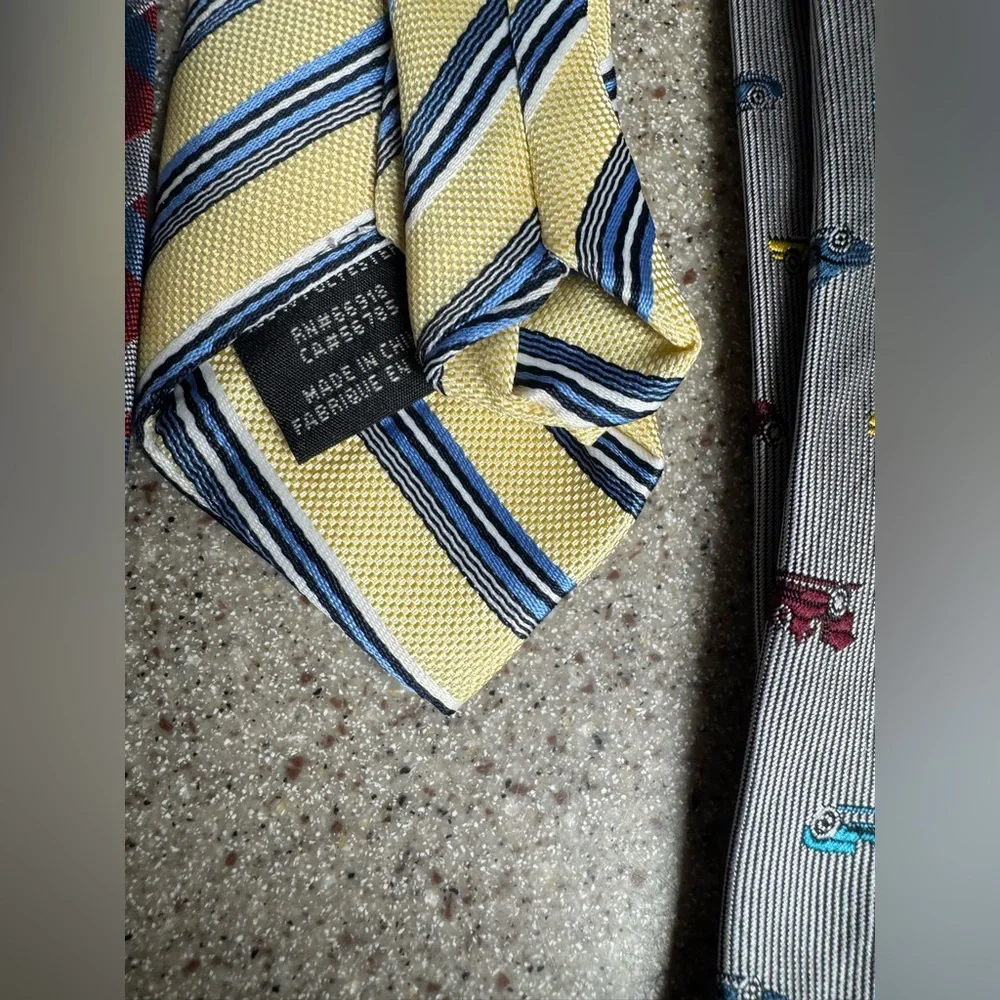 Set of 3 boys clip on ties Cars, stripes